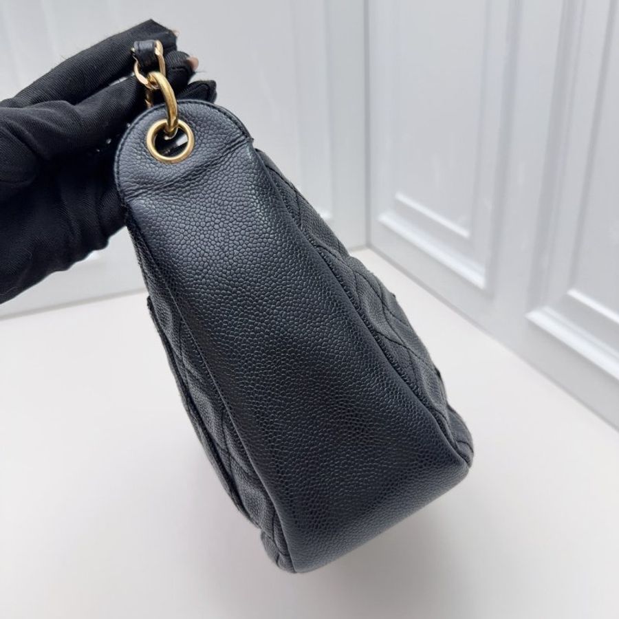 香奈兒/Chanel 黑金荔枝皮 Hobo中古肩背包-2