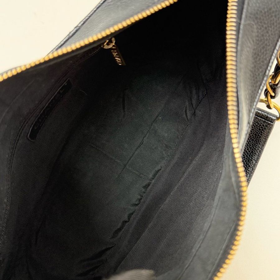 香奈兒/Chanel 黑金荔枝皮 Hobo中古肩背包-8