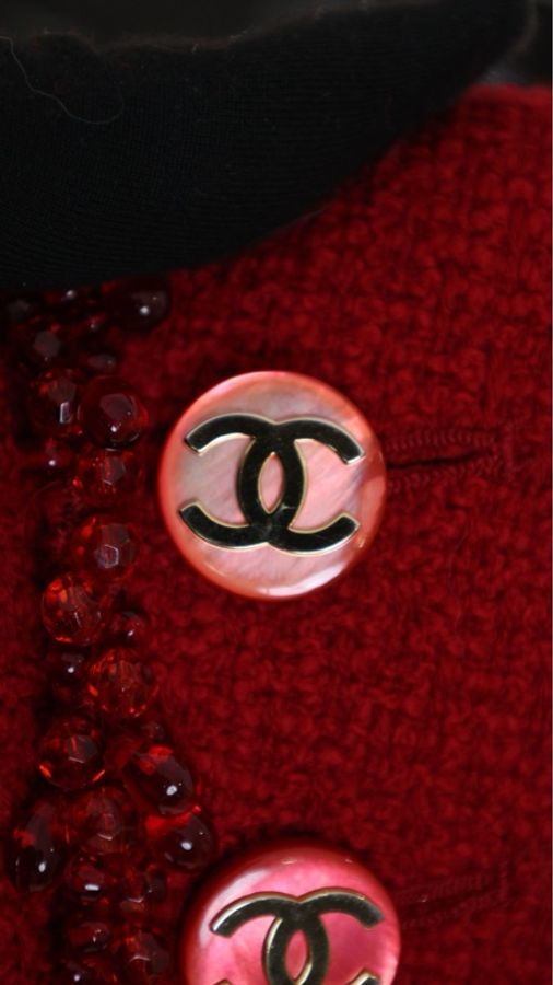 Chanel 红色宝石滚边两口袋外套-6