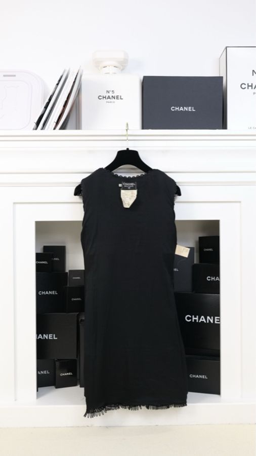 Chanel 94年秀款黑白电话线滚边背心连衣裙-5