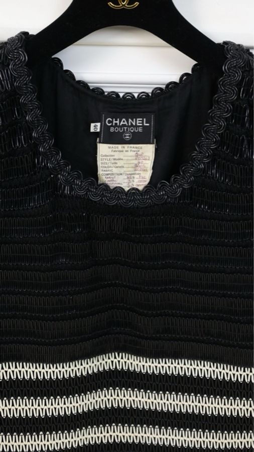 Chanel 94年秀款黑白电话线滚边背心连衣裙-9