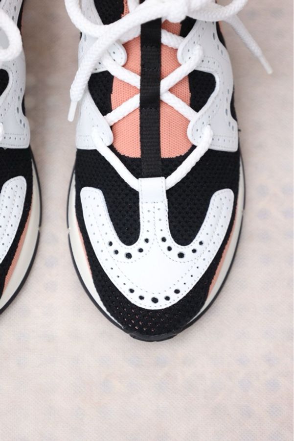 Hermes 20年红黑针织皮革拼色运动鞋-11