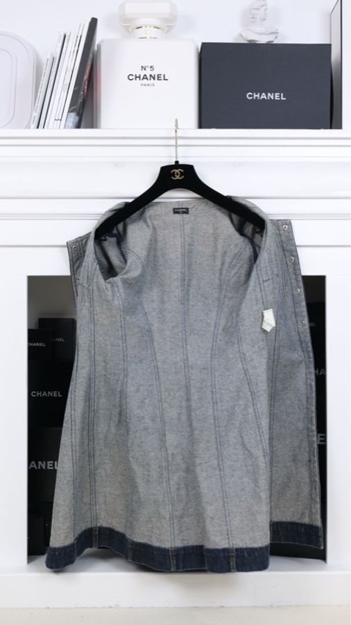 Chanel 97年丹宁牛仔外缝线圆领连衣裙-4