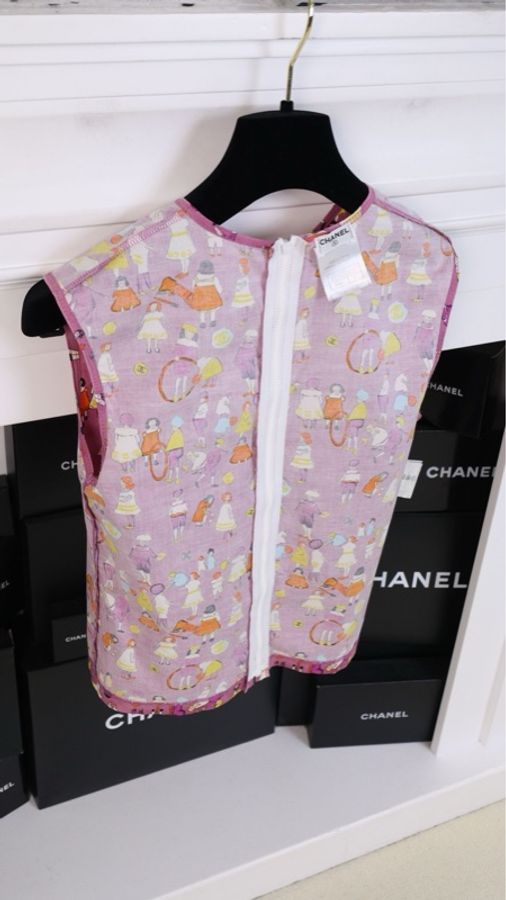 Chanel 01年紫色人像涂鸦圆领背心上衣-8