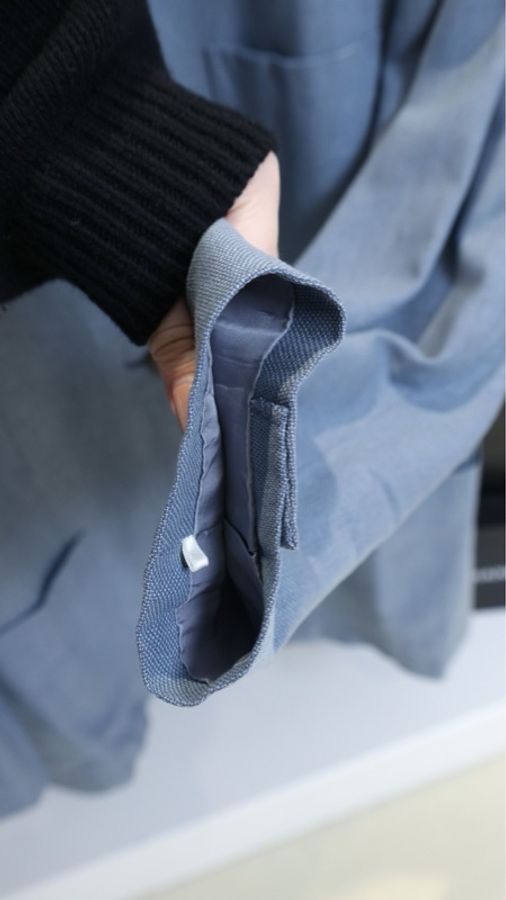 Dior丹宁牛仔蓝三口袋圆领长款外套-9