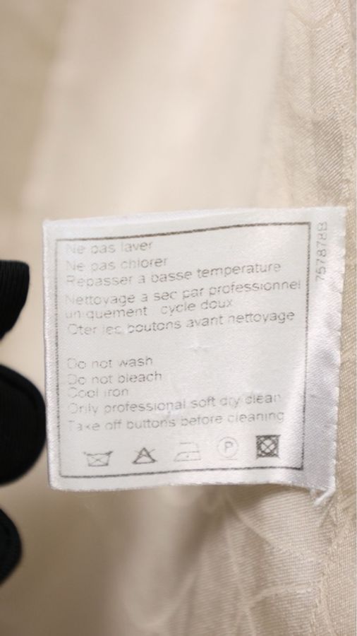 Chanel 06年高级手工坊系列奶白色蓝红滚边琉璃扣四口袋外套半裙套装-18