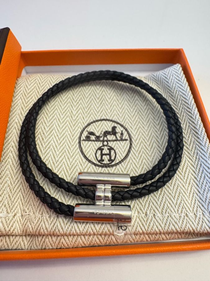 💼 Hermes 愛馬仕 Clic H 手環 Tournis Tresse手環 小牛皮手環 皮革編織手環-1