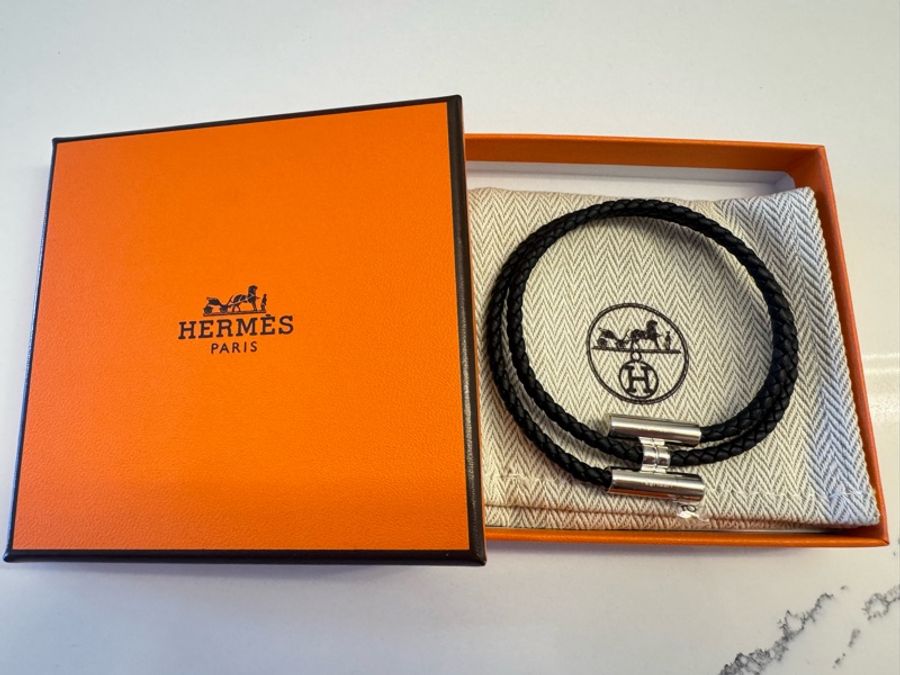 💼 Hermes 愛馬仕 Clic H 手環 Tournis Tresse手環 小牛皮手環 皮革編織手環-2
