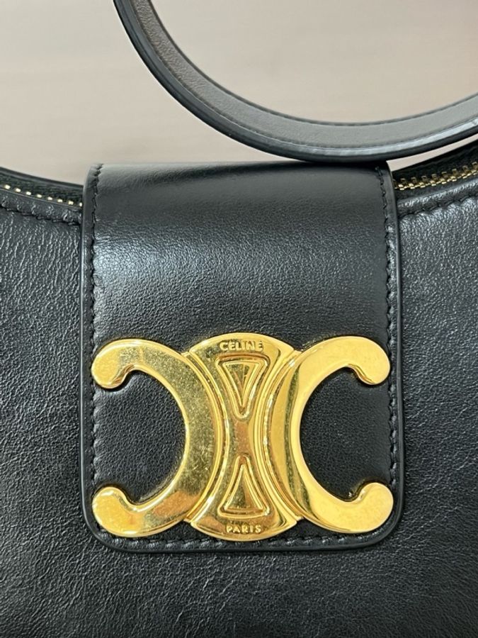 Celine/賽琳 黑金AVA TRIOMPHE腋下包肩背包-8