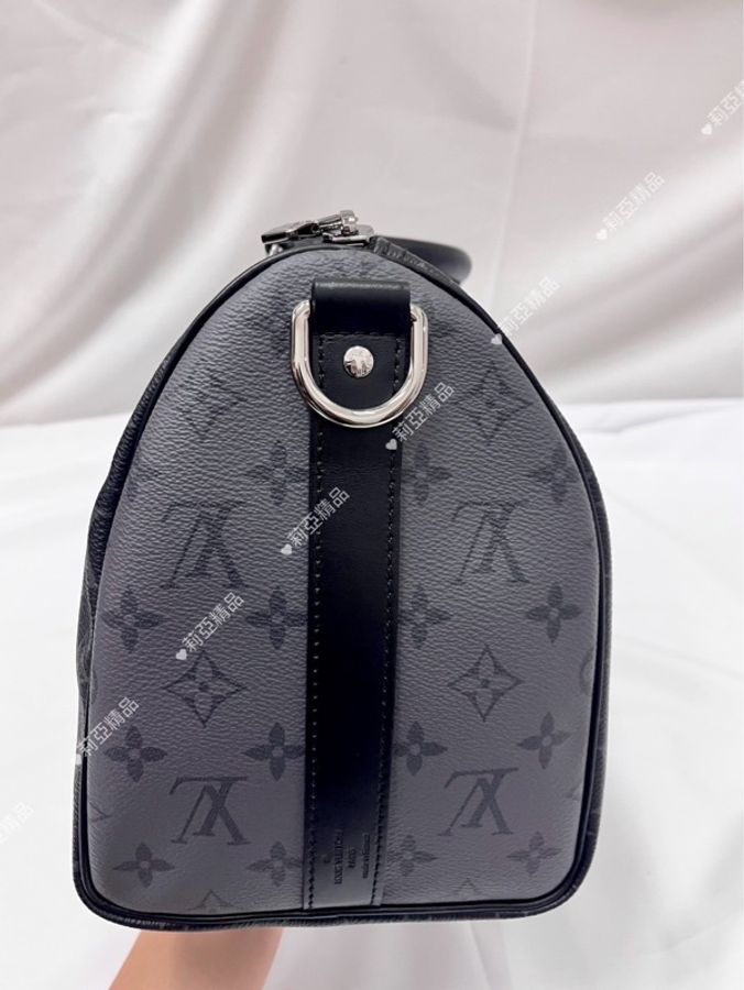 莉亞精品♡ Lv M46655 Keepall 35黑灰老花 二手美包-4