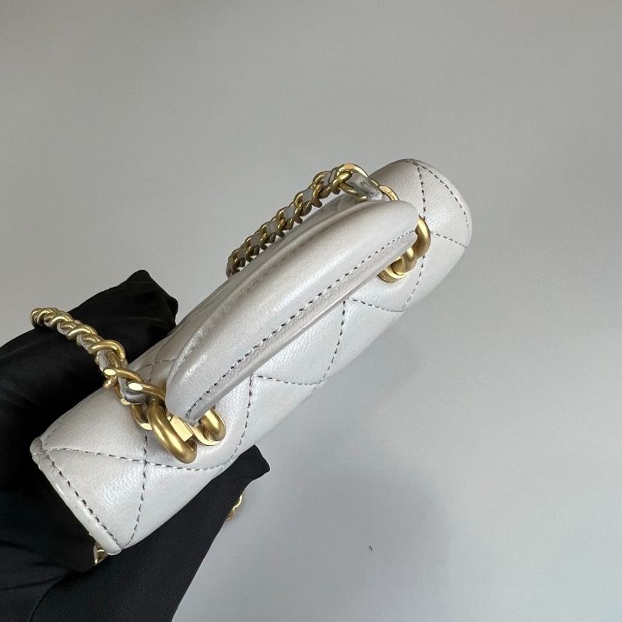 CHANEL HANDLE 金鍊MINI羊皮灰 保卡款31開-5