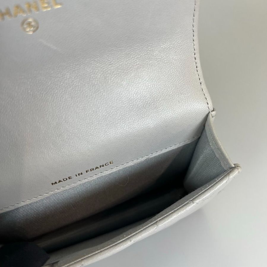 CHANEL HANDLE 金鍊MINI羊皮灰 保卡款31開-10