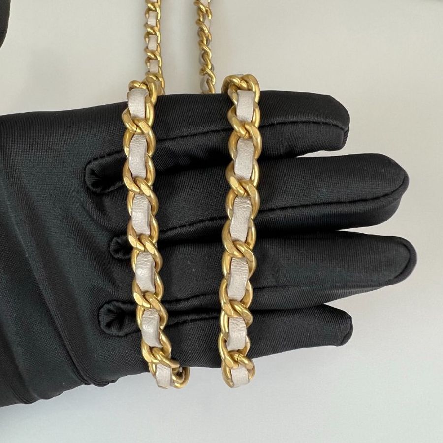 CHANEL HANDLE 金鍊MINI羊皮灰 保卡款31開-14
