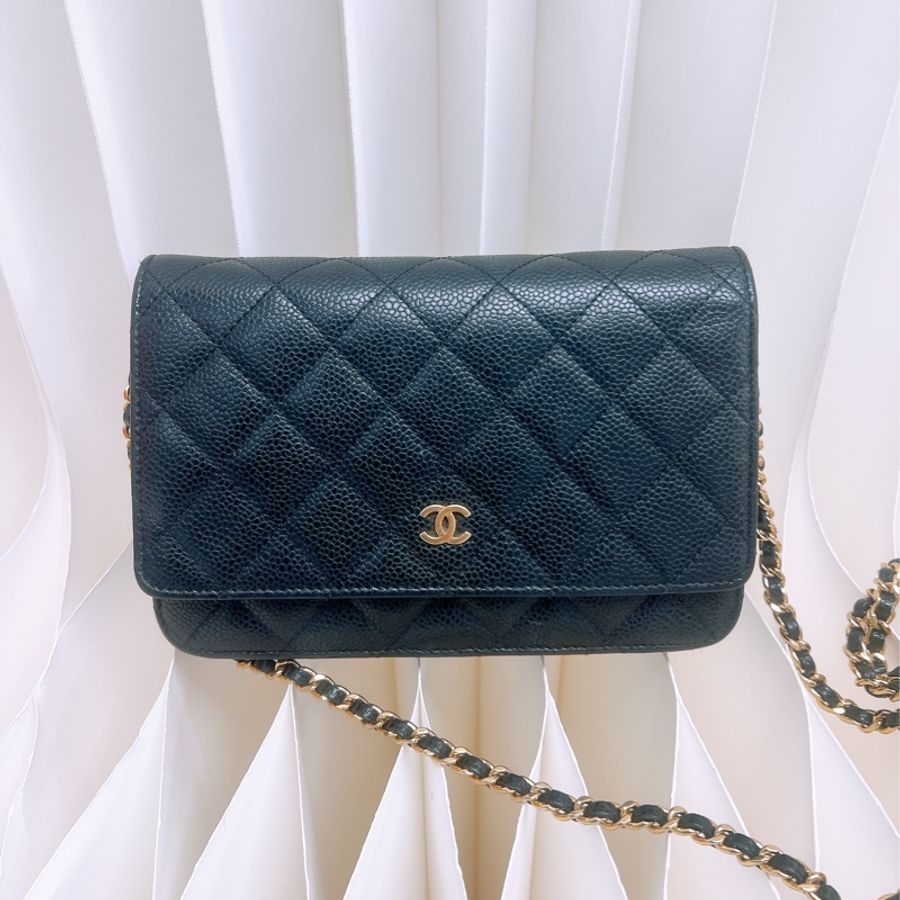 Chanel woc 黑金牛皮鏈條包-0