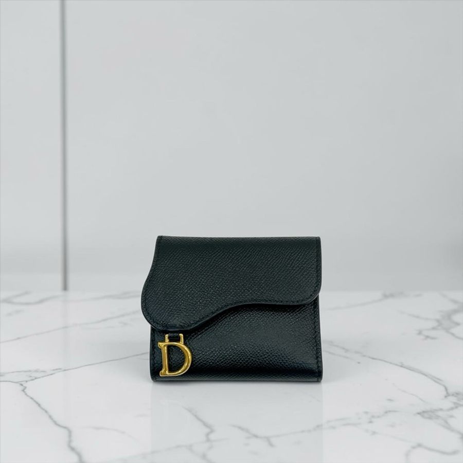 莉亞精品♡ Dior Saddle 短夾 黑色 二手美包-0