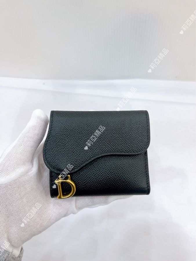 莉亞精品♡ Dior Saddle 短夾 黑色 二手美包-1