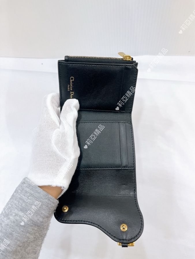 莉亞精品♡ Dior Saddle 短夾 黑色 二手美包-12