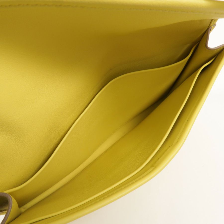 HERMES Swift皮革Jige Duo Clutch手拿包Jaune de Naples-6