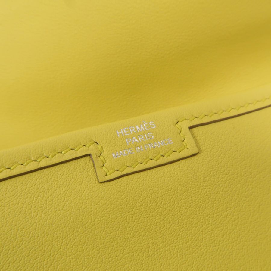 HERMES Swift皮革Jige Duo Clutch手拿包Jaune de Naples-7