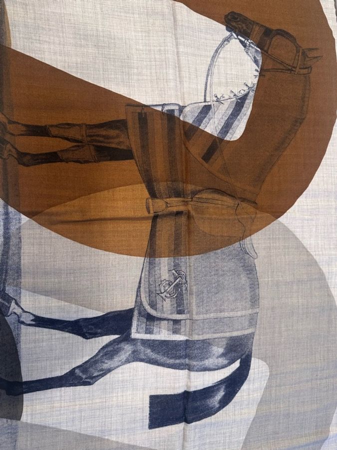 Hermes 男士方巾 Symetrie Equestre 100方巾-3