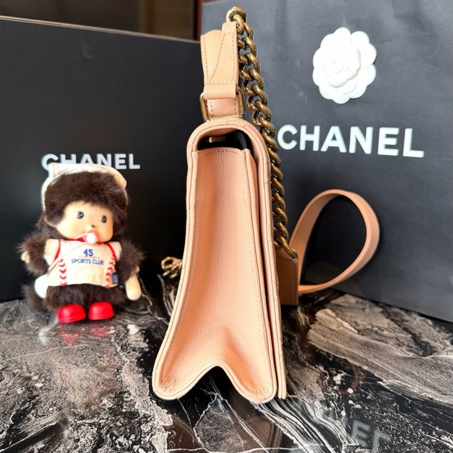 Chanel 香奈兒 裸粉色金扣2.55 handle 手提斜挎包 17開帶卡-2