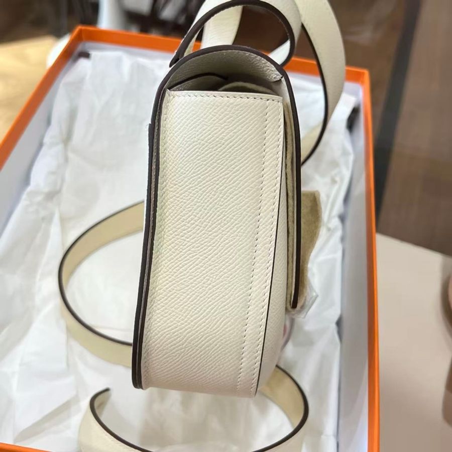🌈Hermes🧡Mini Della🧡奶油白銀扣🌈全新閒置🌟Epsom皮🌟Stamp U🌟有盒🧡minidella🌟della🌟愛馬仕🌟-2