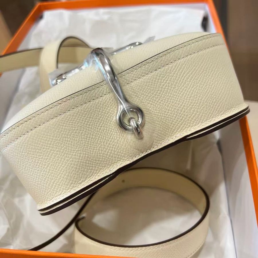 🌈Hermes🧡Mini Della🧡奶油白銀扣🌈全新閒置🌟Epsom皮🌟Stamp U🌟有盒🧡minidella🌟della🌟愛馬仕🌟-4