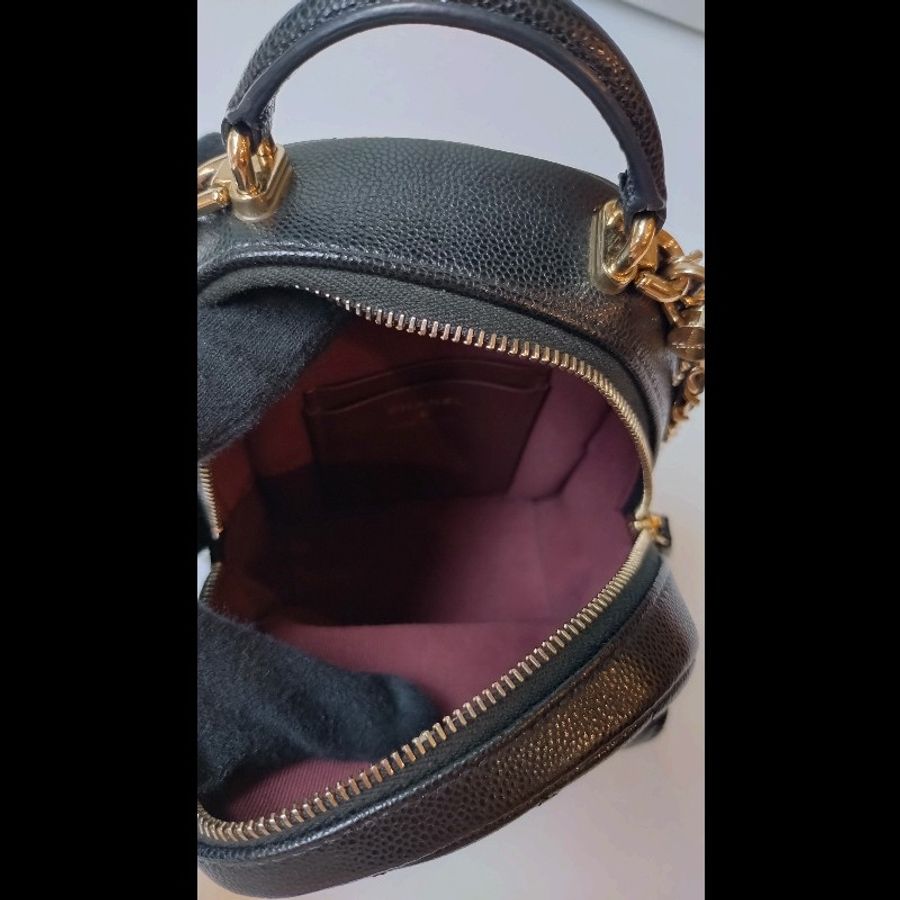 Chanel 金鍊黑色荔枝皮三用迷你後背書包-26