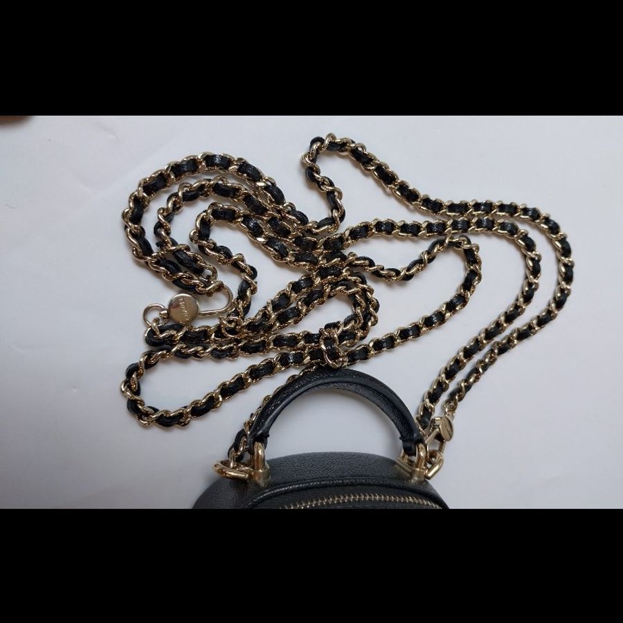 Chanel 金鍊黑色荔枝皮三用迷你後背書包-29