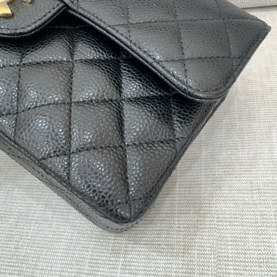 JK國際二手精品✨Chanel cf23黑金荔枝 芯片款-10
