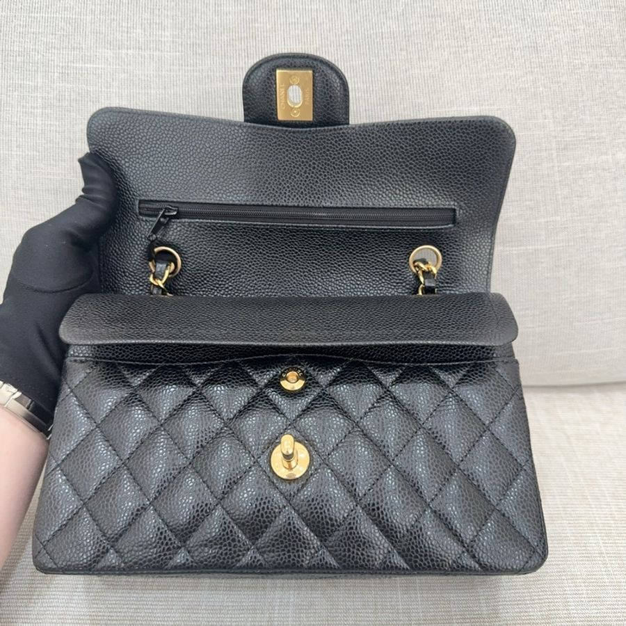 JK國際二手精品✨Chanel cf23黑金荔枝 芯片款-13