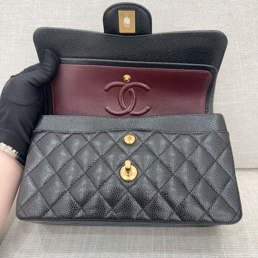 JK國際二手精品✨Chanel cf23黑金荔枝 芯片款-14