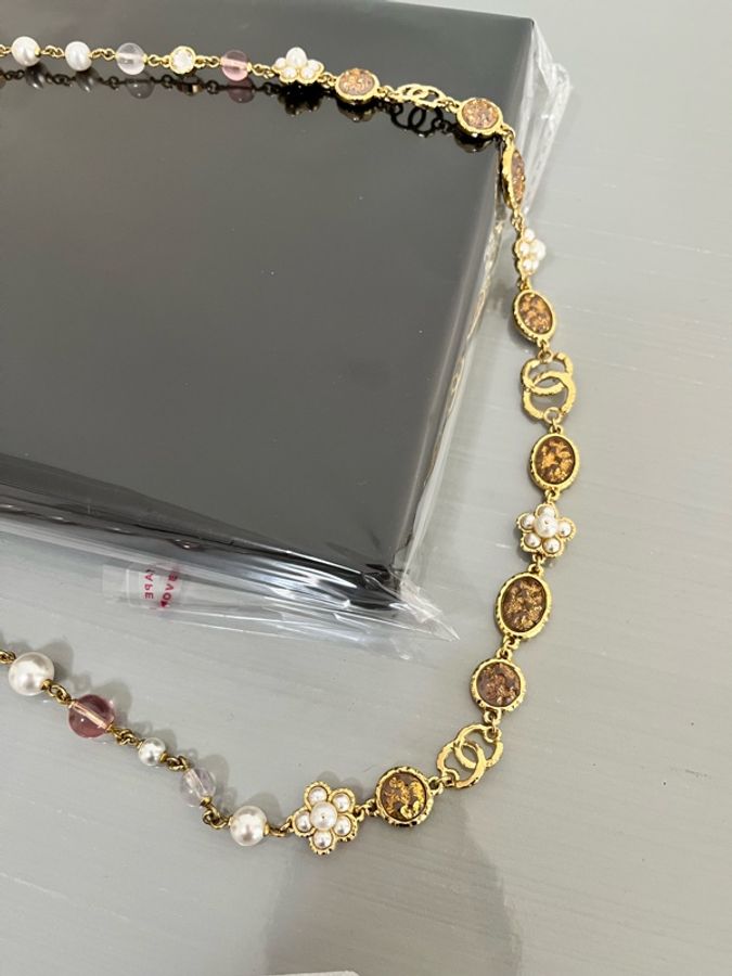 CHANEL 香奈兒《全新》24A 手工坊系列 仿珍珠雙C腰鏈｜可當長項鍊｜全配附購證-6