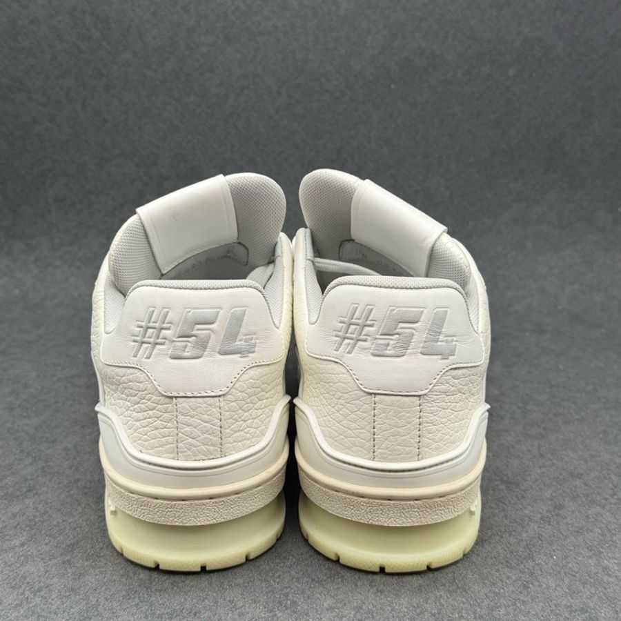 95新 LOUIS VUITTON Trainer 牛皮 白水泥 低幫 時尚板鞋 男女同款 白色 37.5碼-4