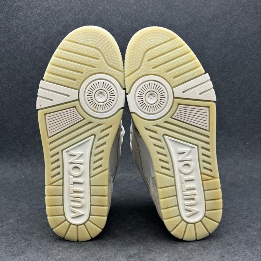 95新 LOUIS VUITTON Trainer 牛皮 白水泥 低幫 時尚板鞋 男女同款 白色 37.5碼-6