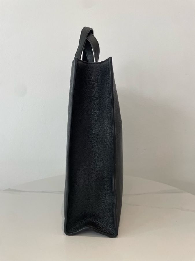 普拉達/Prada 品牌壓印 黑色荔枝紋全皮手提托特包 單肩斜挎包 尺寸:36*12*36 cm-3