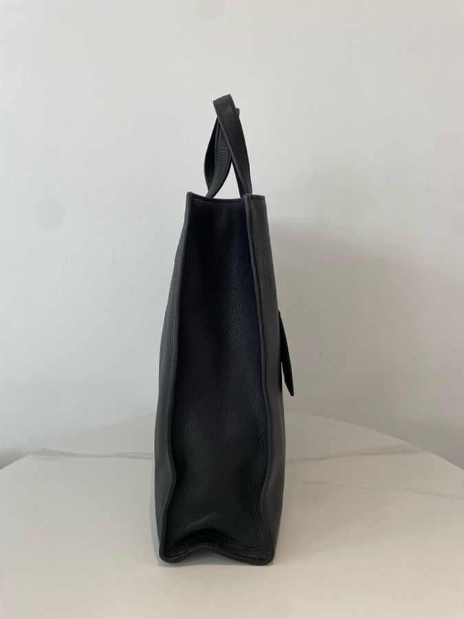 普拉達/Prada 品牌壓印 黑色荔枝紋全皮手提托特包 單肩斜挎包 尺寸:36*12*36 cm-4