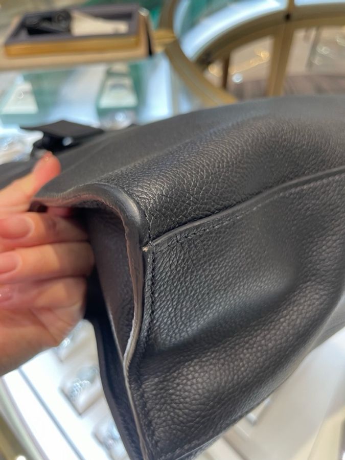 普拉達/Prada 品牌壓印 黑色荔枝紋全皮手提托特包 單肩斜挎包 尺寸:36*12*36 cm-7