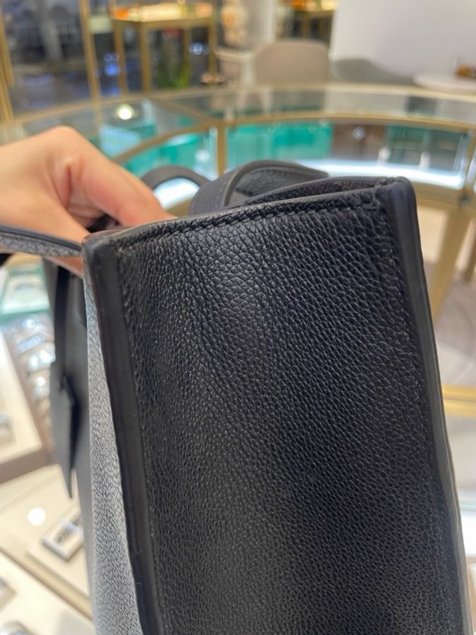 普拉達/Prada 品牌壓印 黑色荔枝紋全皮手提托特包 單肩斜挎包 尺寸:36*12*36 cm-10