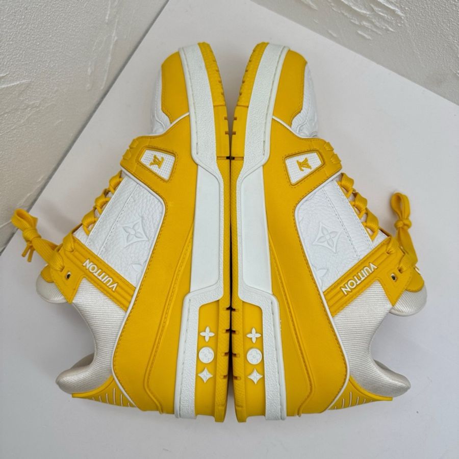 98新,LV路易威登Trainer白黃低幫板鞋,尺碼8碼/42碼-3