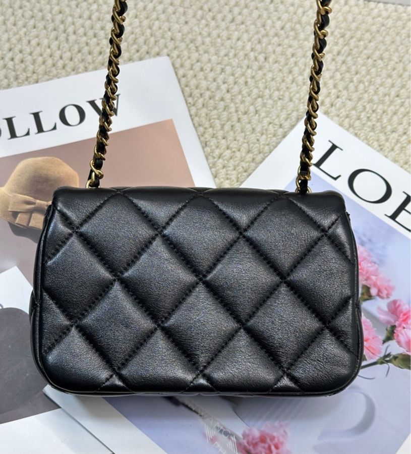 CHANEL 香奈兒 24S CF大mini 湯圓雙珍珠包 底長17cm 芯片-2