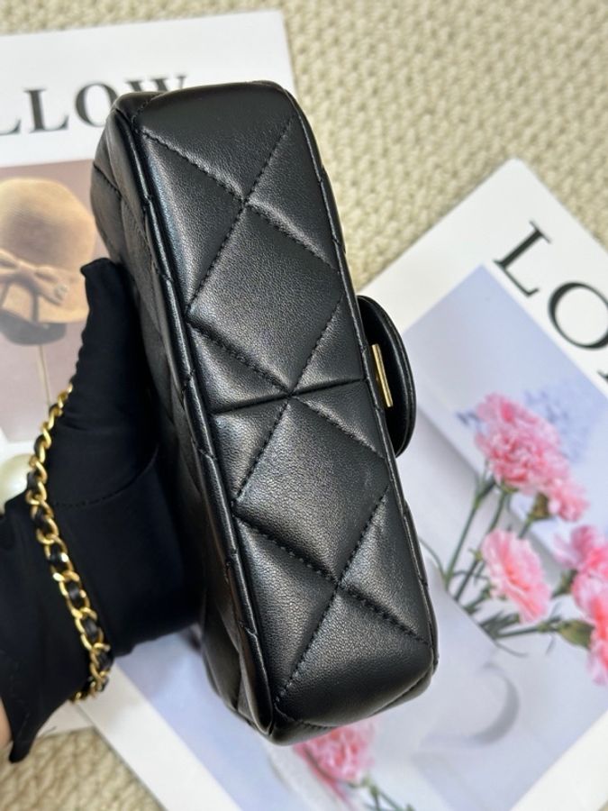 CHANEL 香奈兒 24S CF大mini 湯圓雙珍珠包 底長17cm 芯片-4