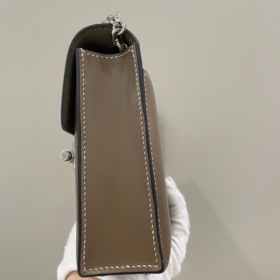 Hermes 爱马仕Verrou mini手枪包大象灰银扣-8