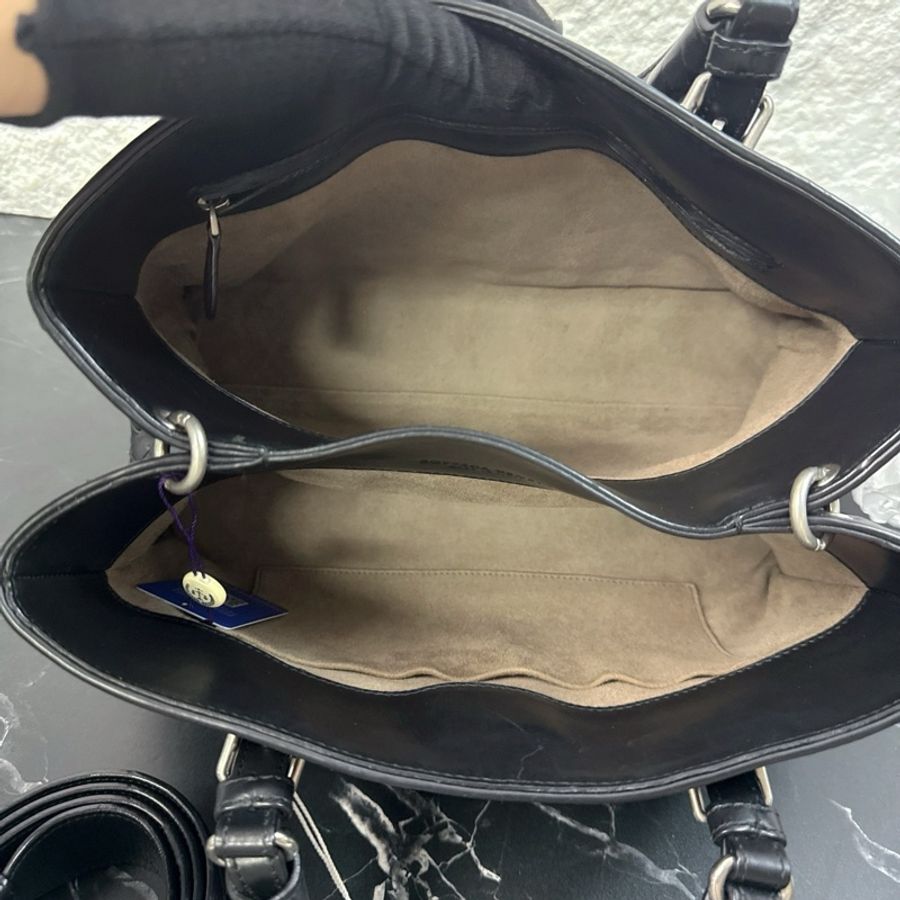 Bottega Veneta葆蝶家 黑色新款寬肩帶羅馬-8