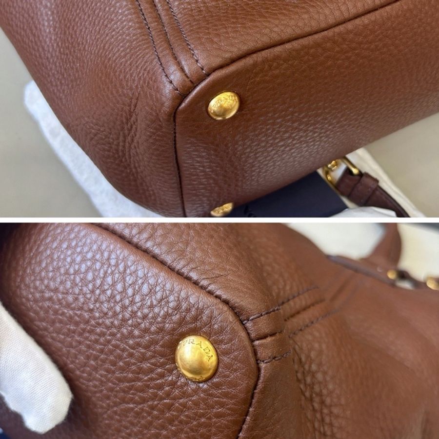 Prada • 經典金棕色牛皮Hobo包 🈶原廠背帶-6