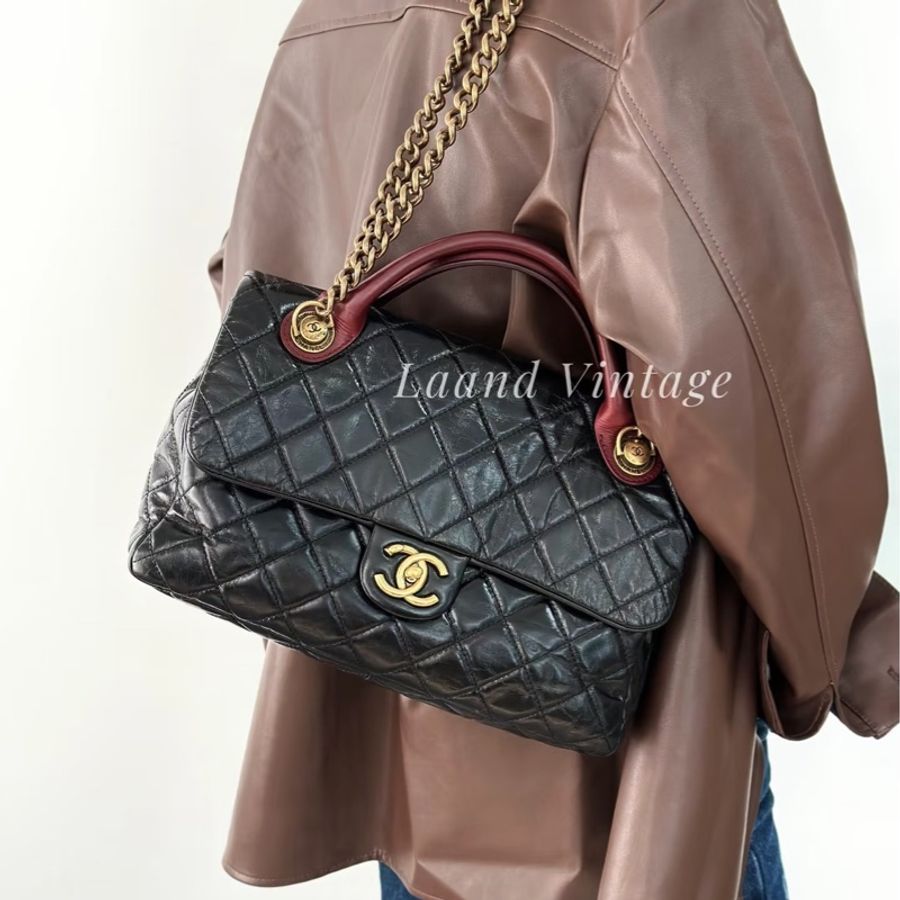 Chanel • 經典黑金孟買紅手柄鏈條包-2