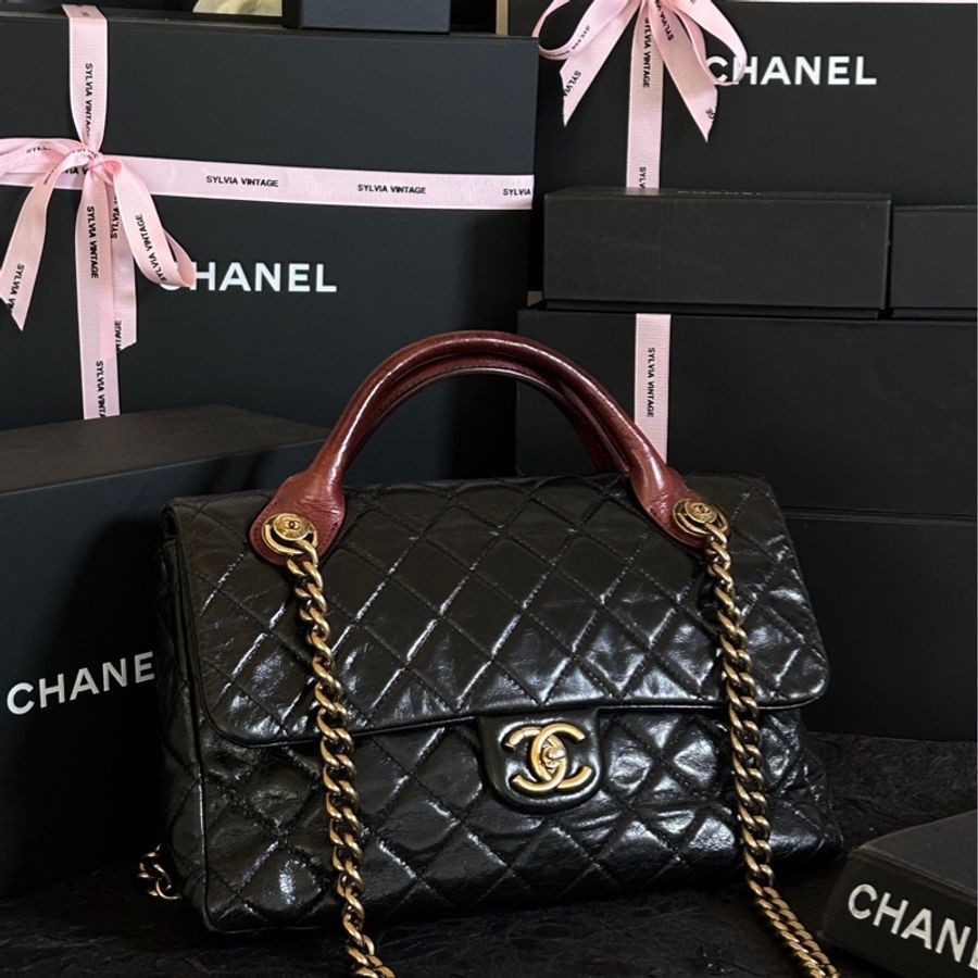 Chanel • 經典黑金孟買紅手柄鏈條包-6
