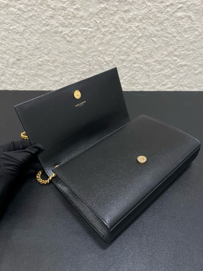 98新YSL聖羅蘭Kate系列logo限定款黑金荔枝紋流蘇中號-5