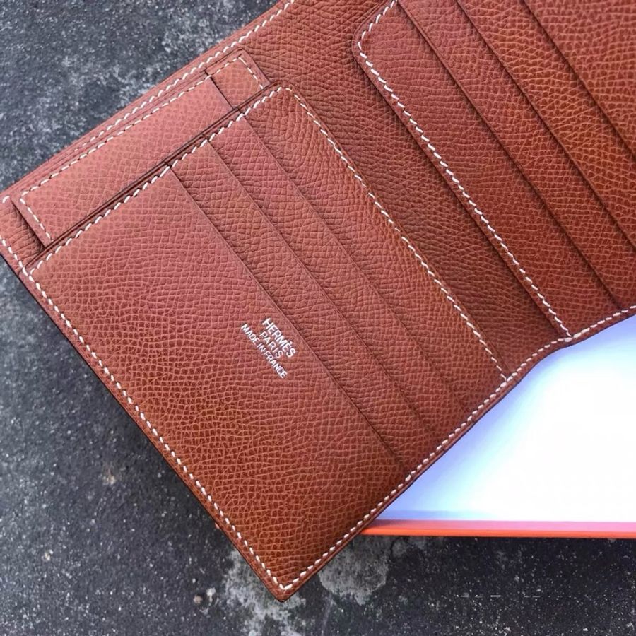 Hermès 愛馬仕 Vintage Epsom 金棕色 對折短夾|附可拆式卡片套|附盒-2
