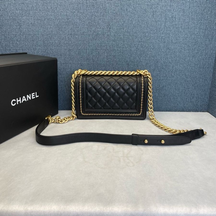 香奈兒CHANEL黑金小號Leboy單肩斜挎包-1